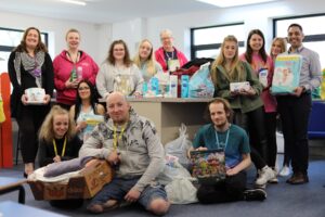 Staff and students from Telford College who have collected over 1,000 items to help the people of Ukraine